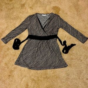 Diagonal striped blouse with back tie